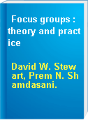 Focus groups : theory and practice